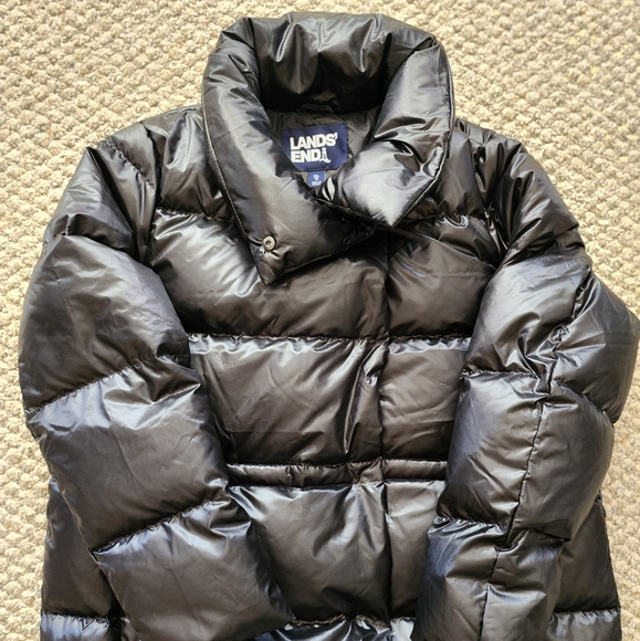 Lands' End Jackets & Blazers - Lands' End Women's XL Black Puffer Down Button Front Jacket Winter Cozy